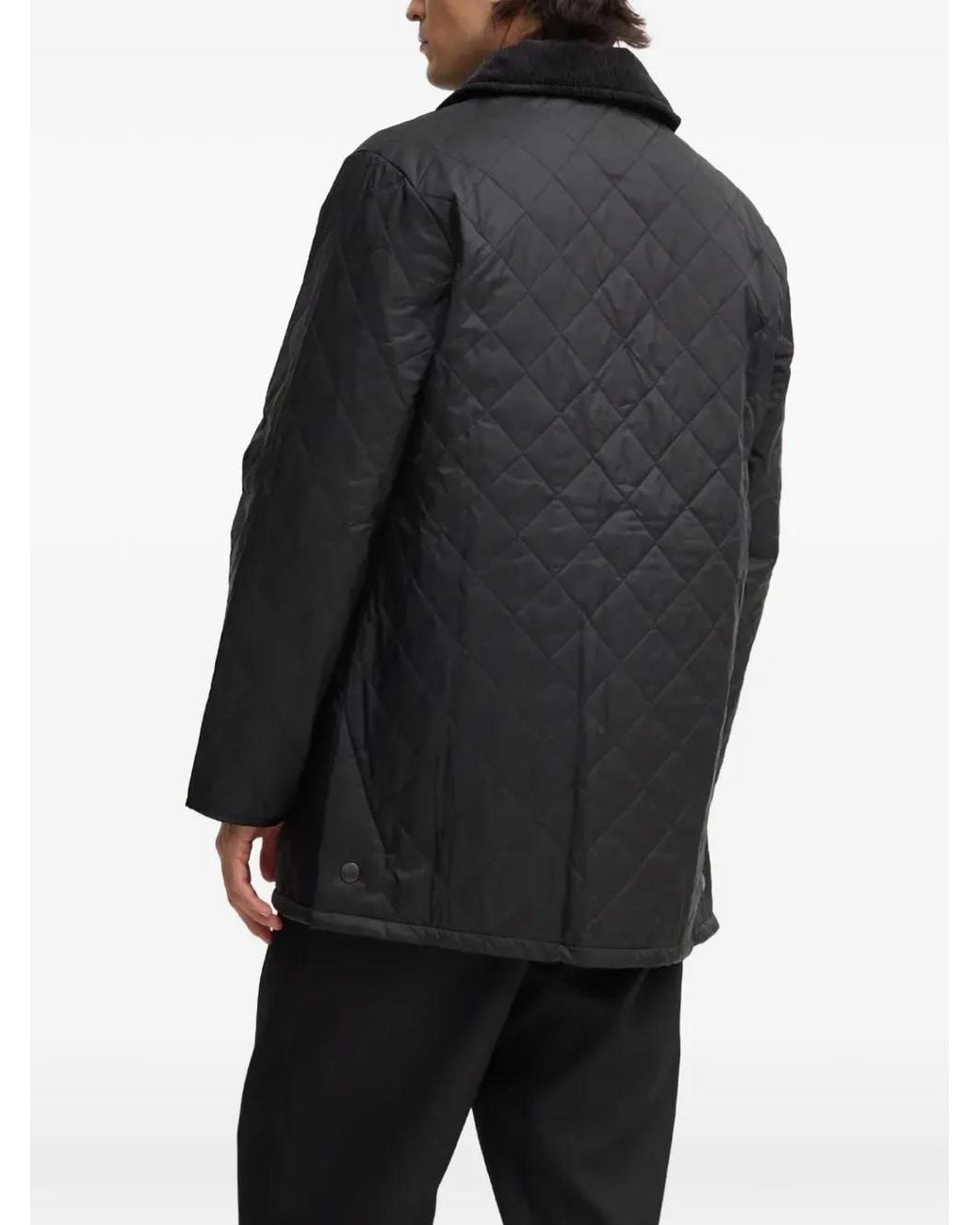 Barbour Black Liddesdale Diamond-Quilt Padded Jacket for men