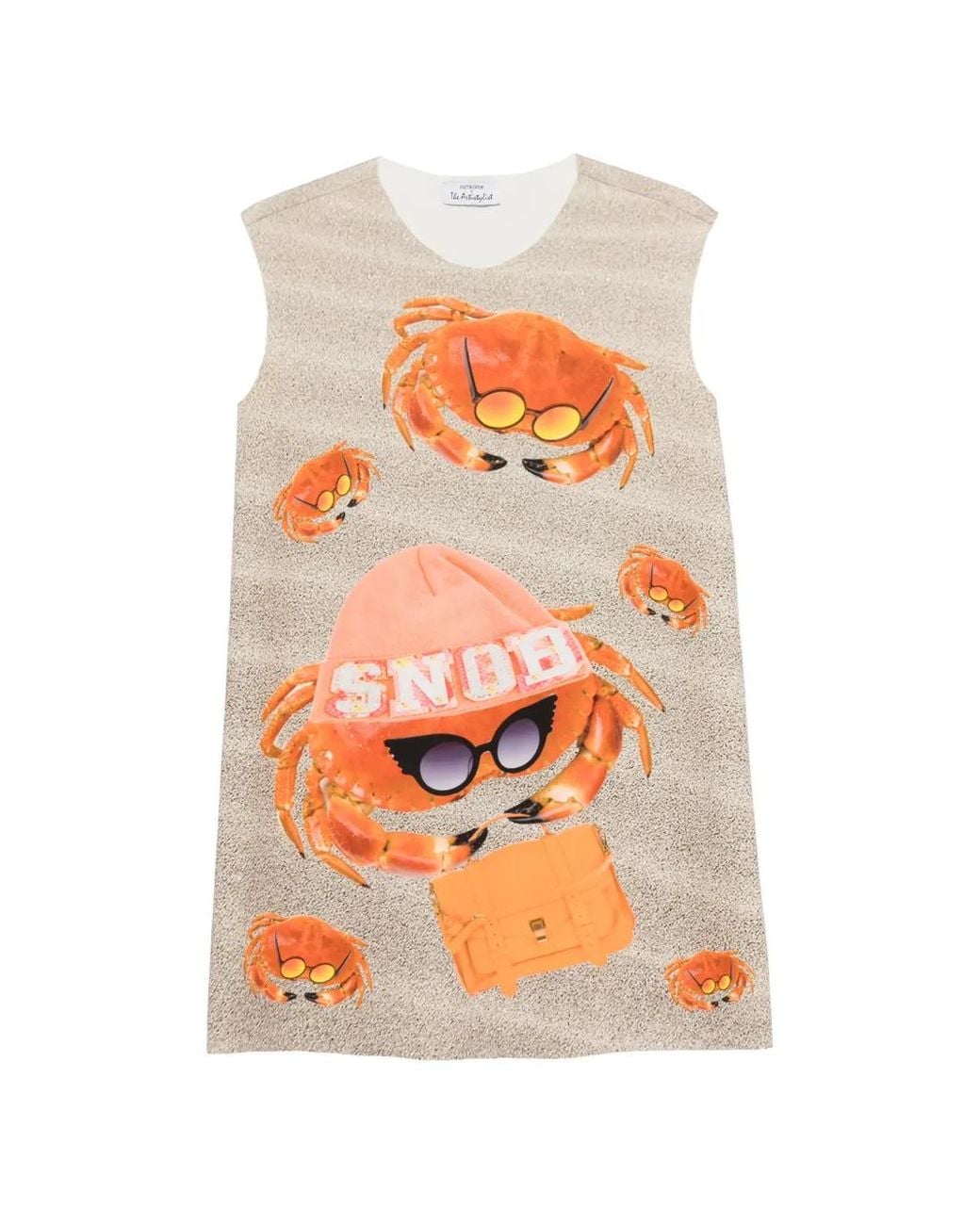 The Artistylist Orange Crab-Print Sleeveless Mini Dress