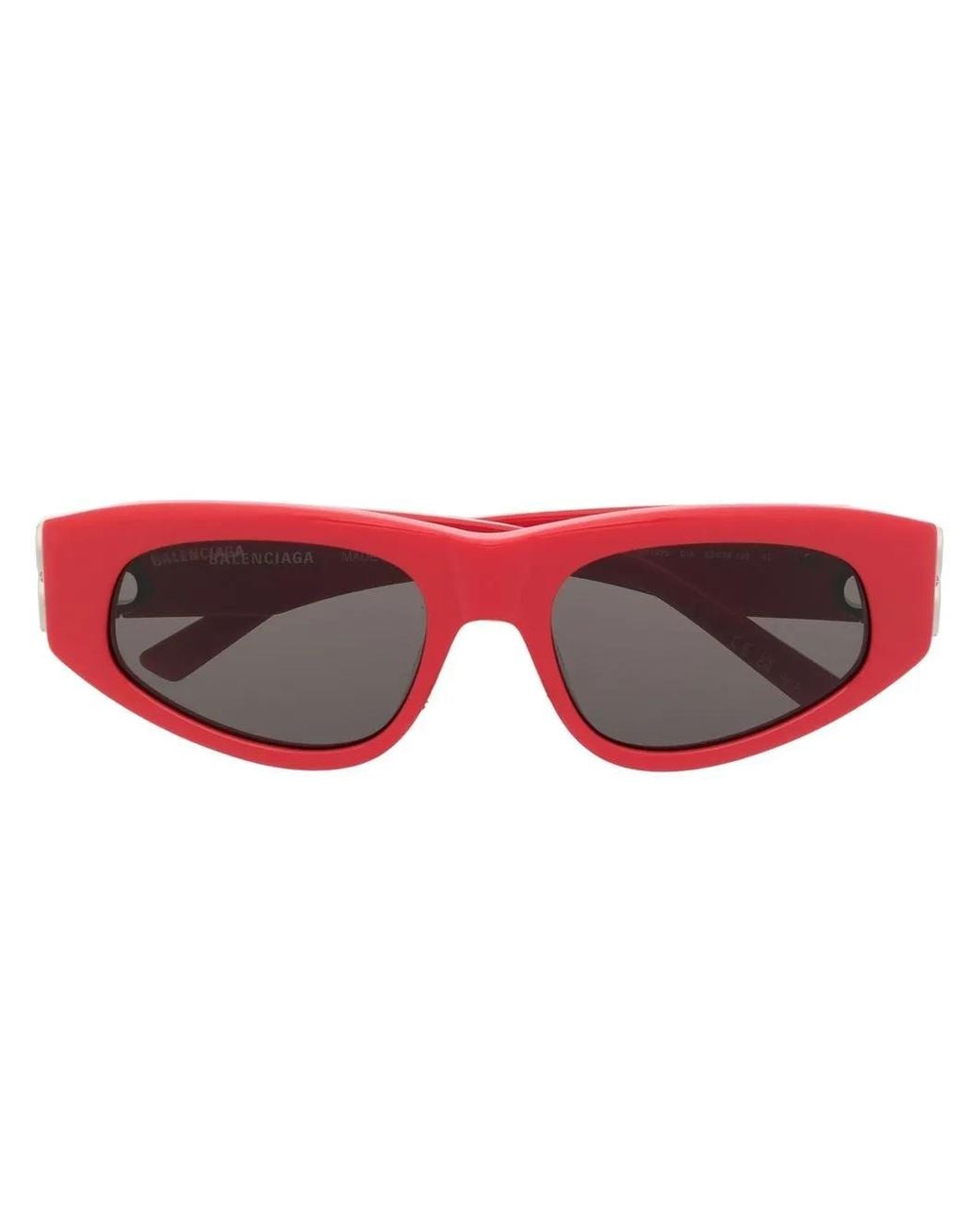 Balenciaga Red Logo-Plaque Arm Sunglasses