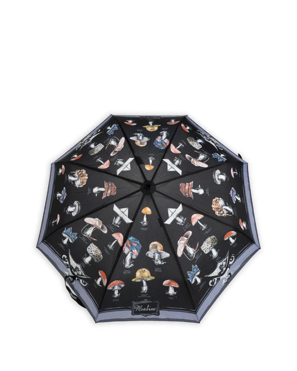 Moschino Black Mushroom-Print Folding Umbrella