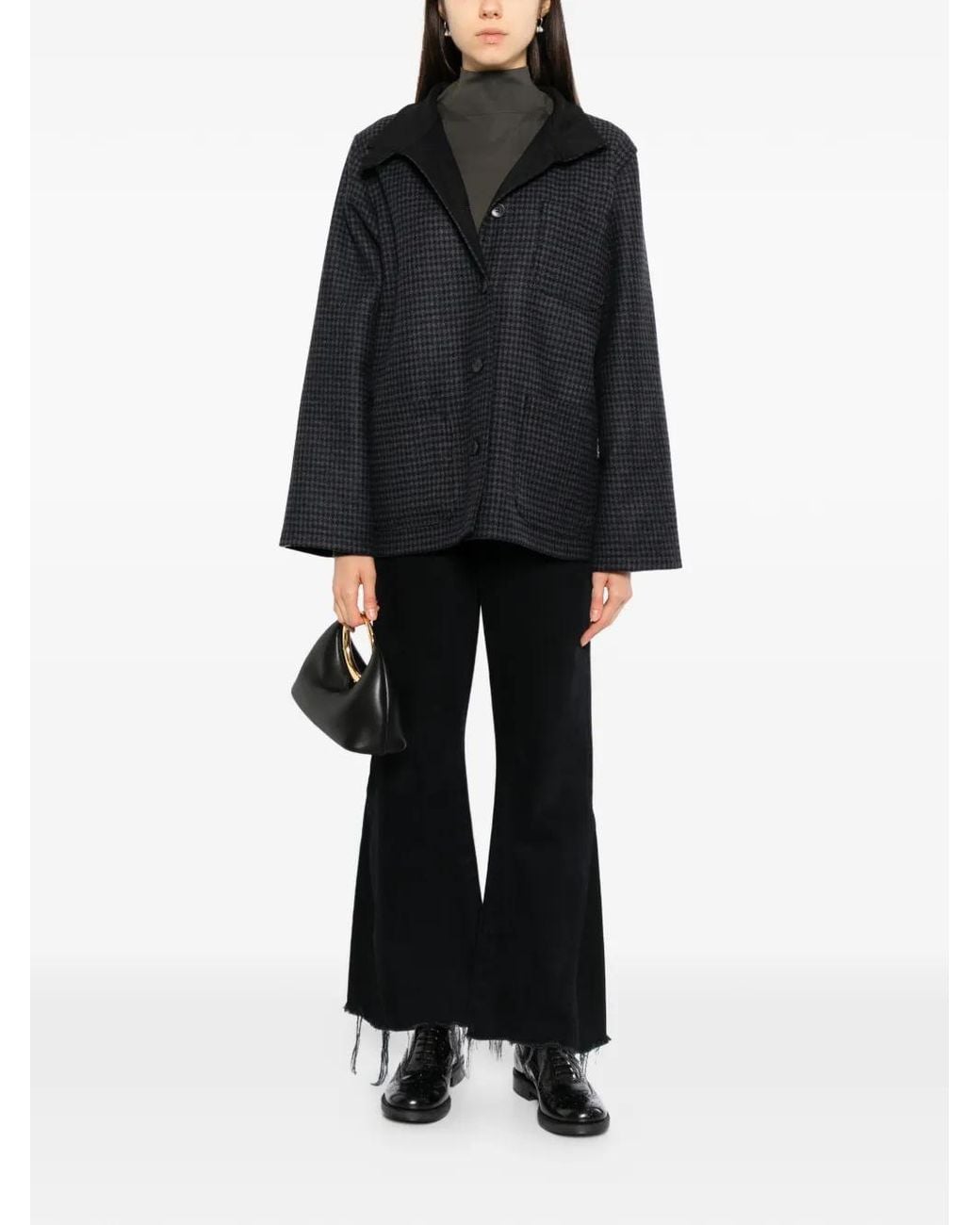 agnès b. Houndstooth-Pattern Jacket in Black | Lyst