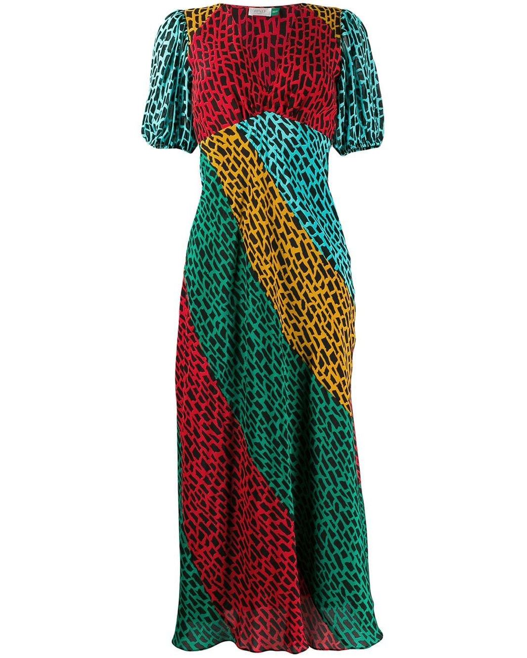 RIXO London Silk Amber Giraffe Print 