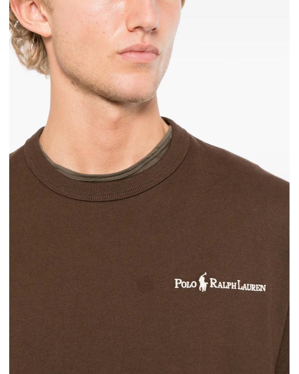 Polo Ralph Lauren Brown Logo Embroidered T-Shirt for men