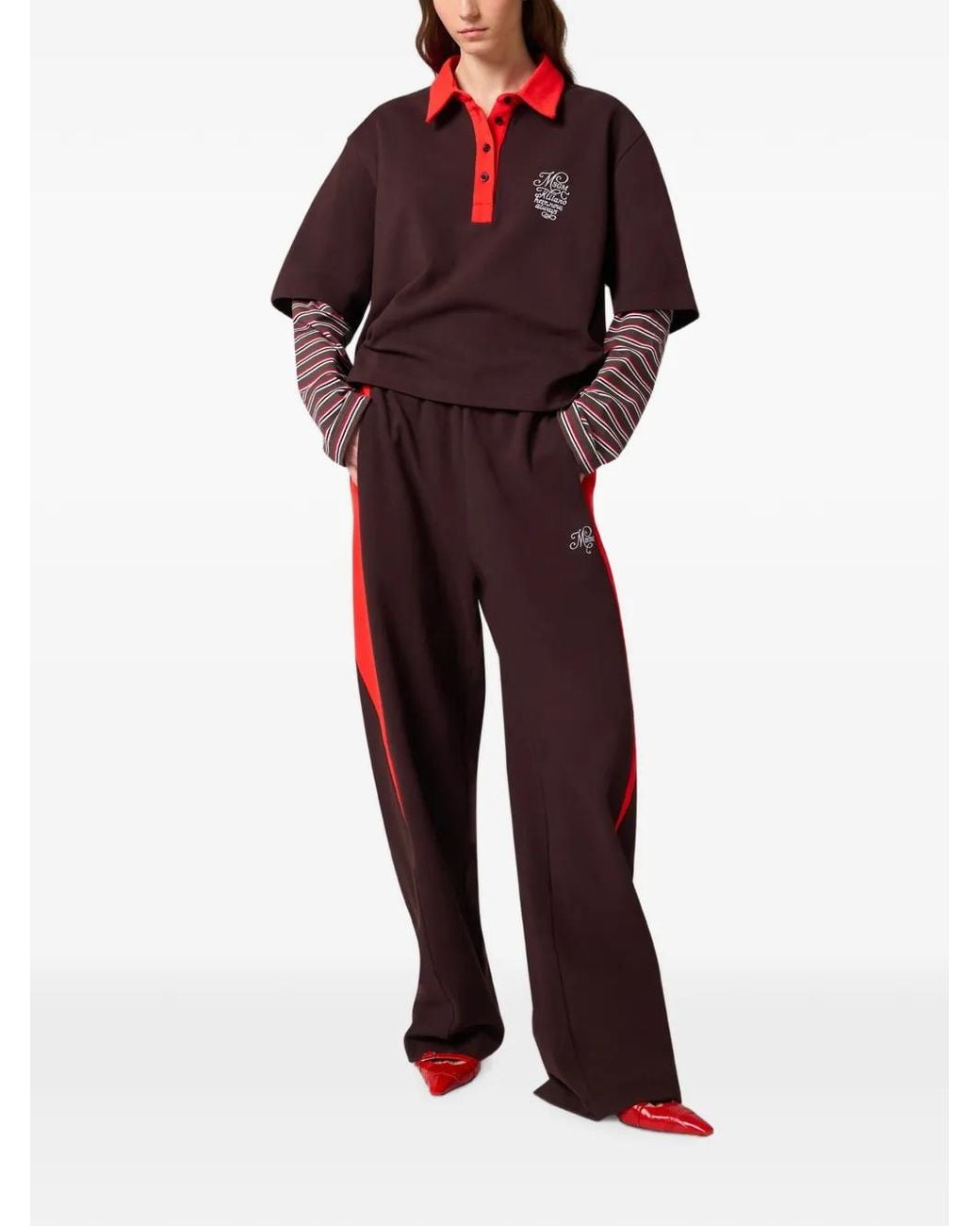 MSGM Logo-Embroidered Contrast-Panel Track Pants