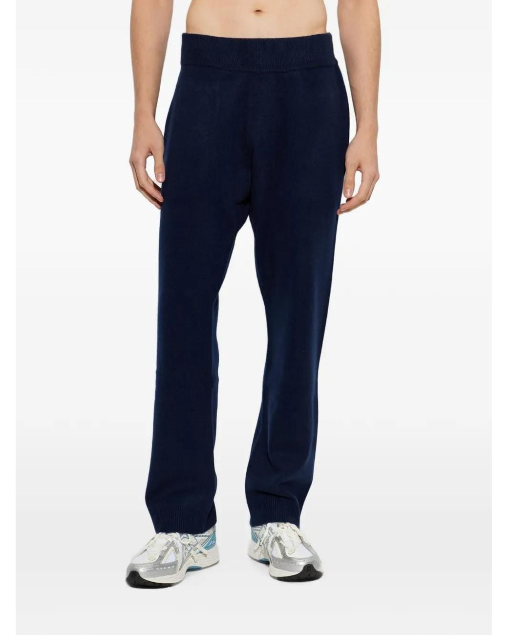 Entire studios Blue Ribbed-Knit Wool-Blend Track Pants