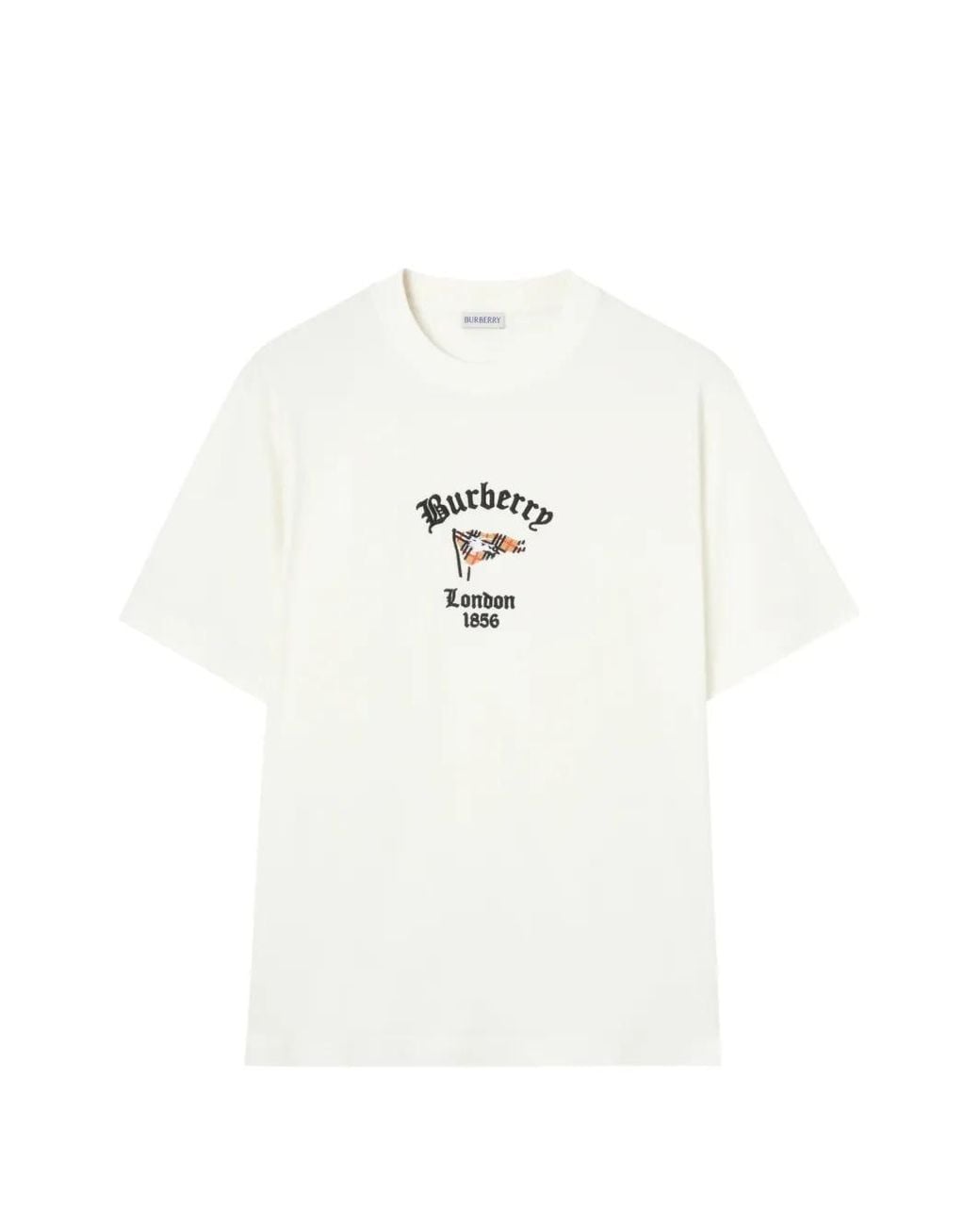 Burberry White Check-Flag Cotton T-Shirt for men