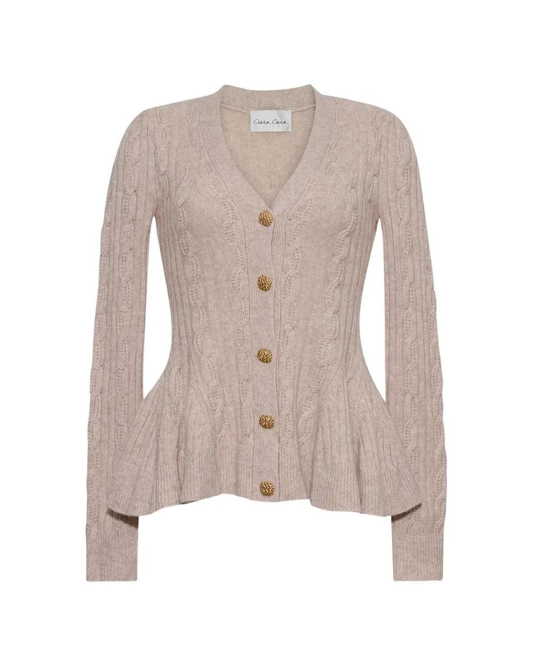 Cara Cara Natural Kiko Cable-Knit Peplum Cardigan