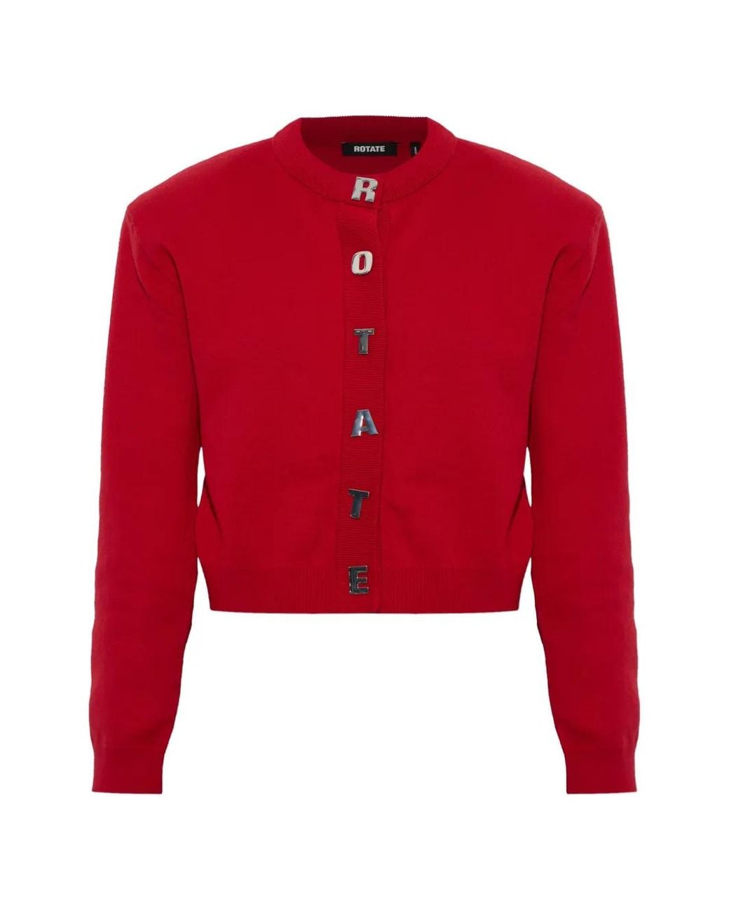ROTATE BIRGER CHRISTENSEN Red Firm-Knit Cardigan