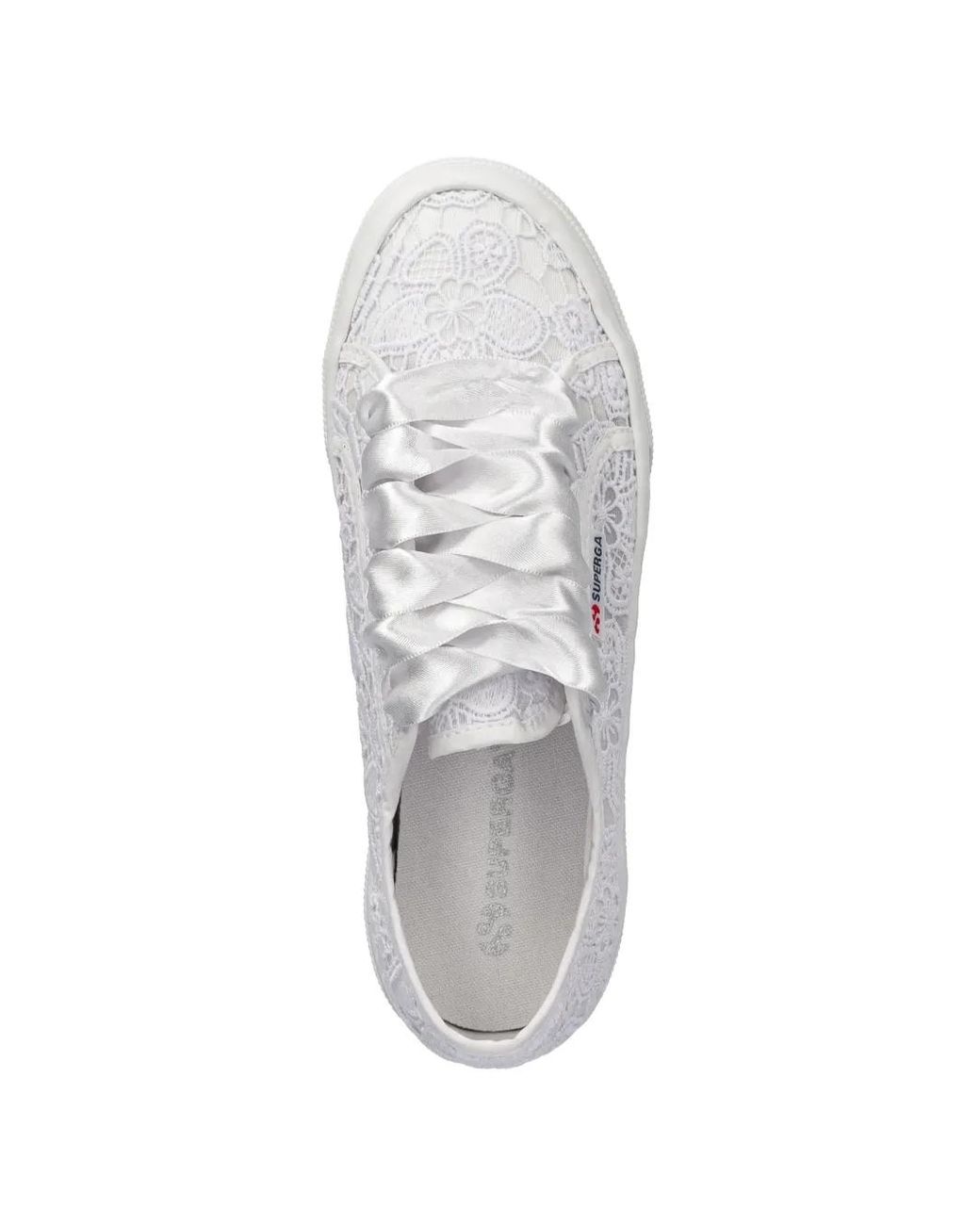 Superga White Lace Platform Sneakers