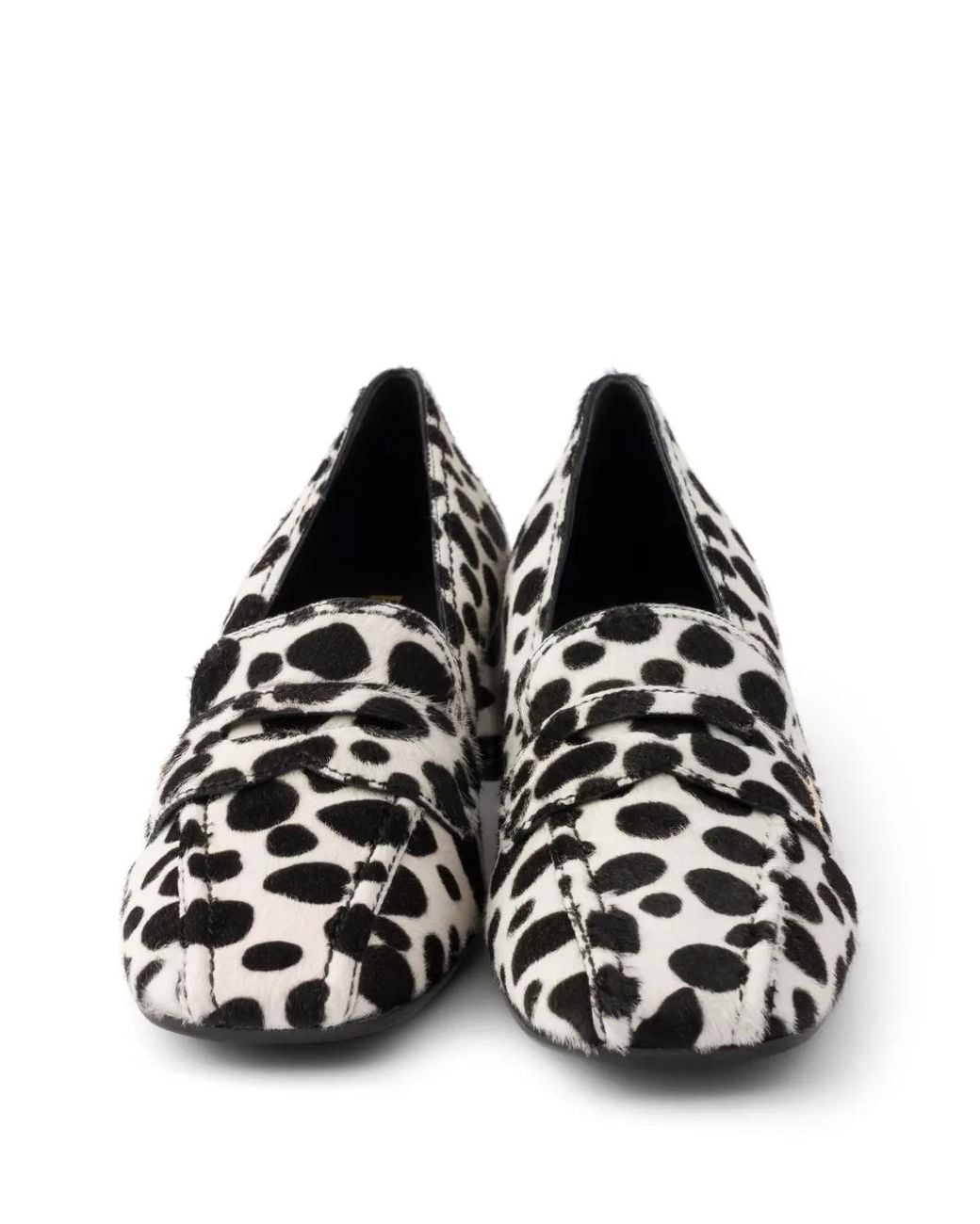 Prada White Printed Calf Hair Leather Loafers