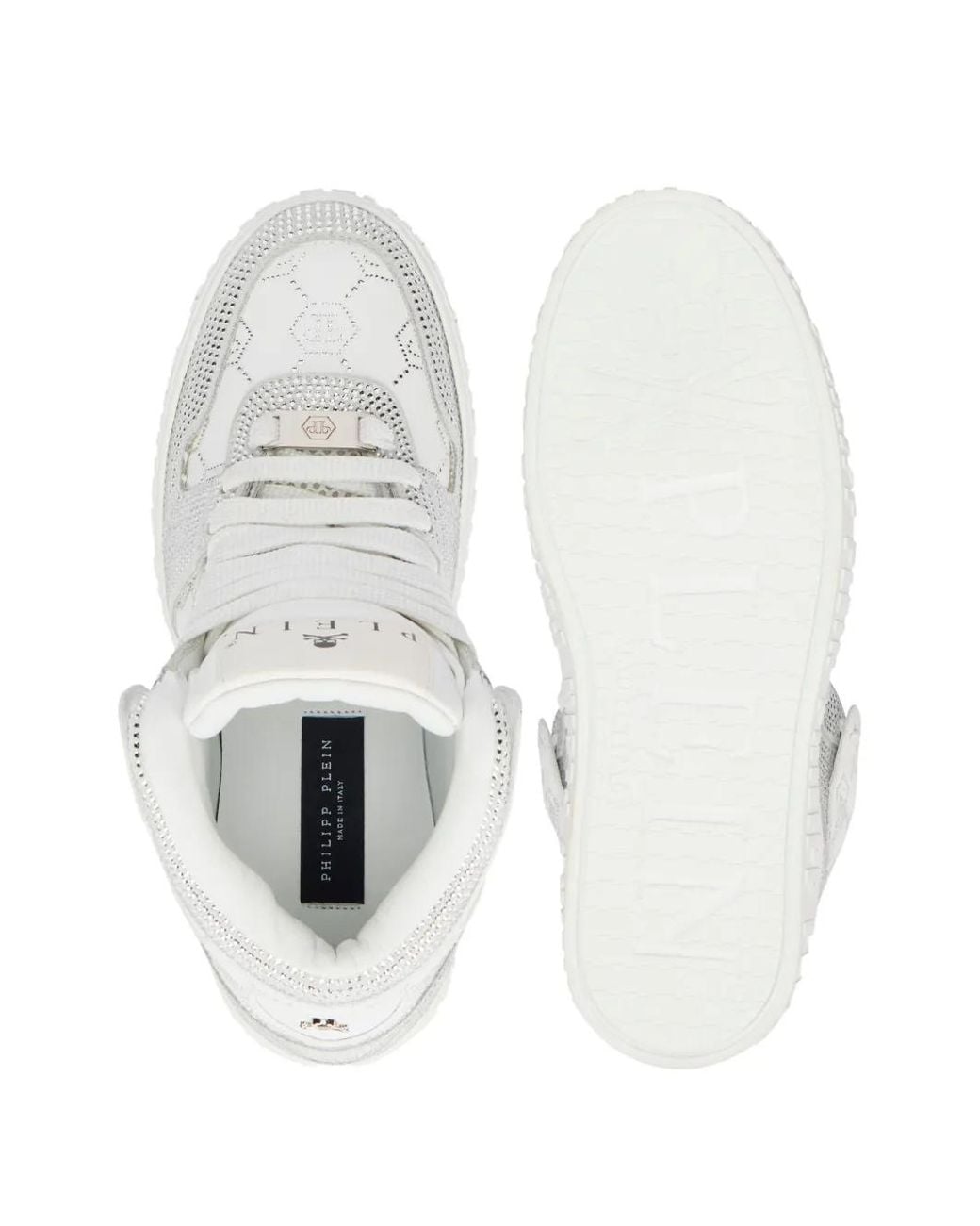 Philipp Plein White Carson Sneakers Mit Strass