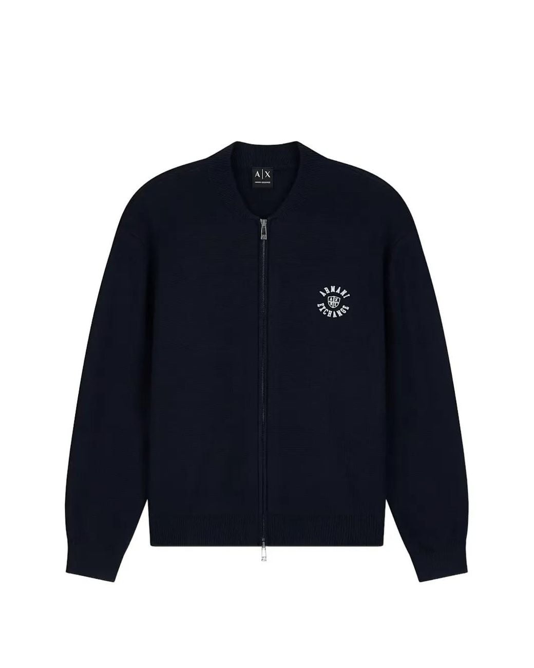 ARMANI EXCHANGE Blue Logo-Embroidered Zip-Up Sweater for men