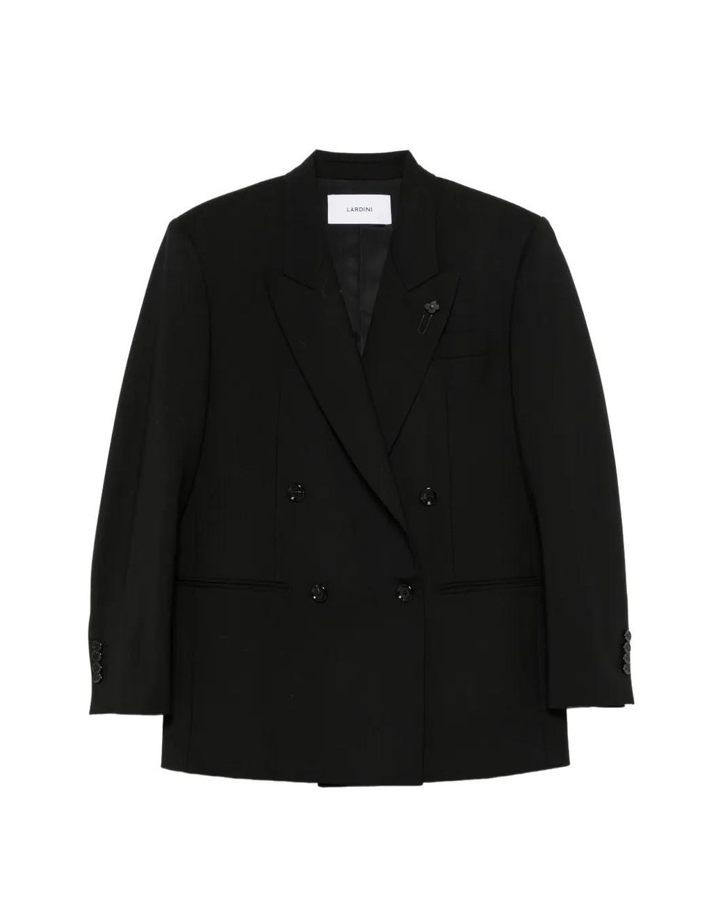 Lardini Black Double-Breasted Wool Jacket
