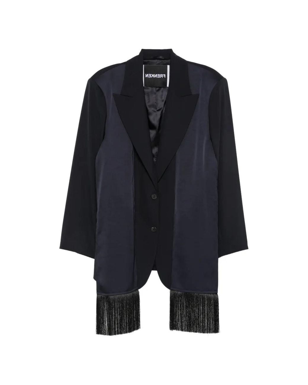 frenken Blue Fringe-Trimmed Layered Jacket