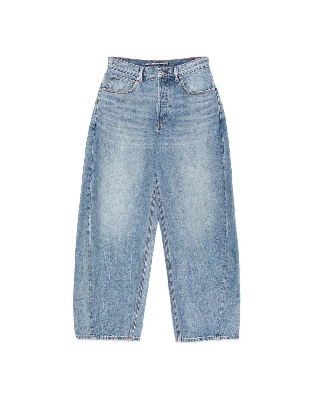 Alexander Wang Blue Distressed Logo Blow Up Jeans