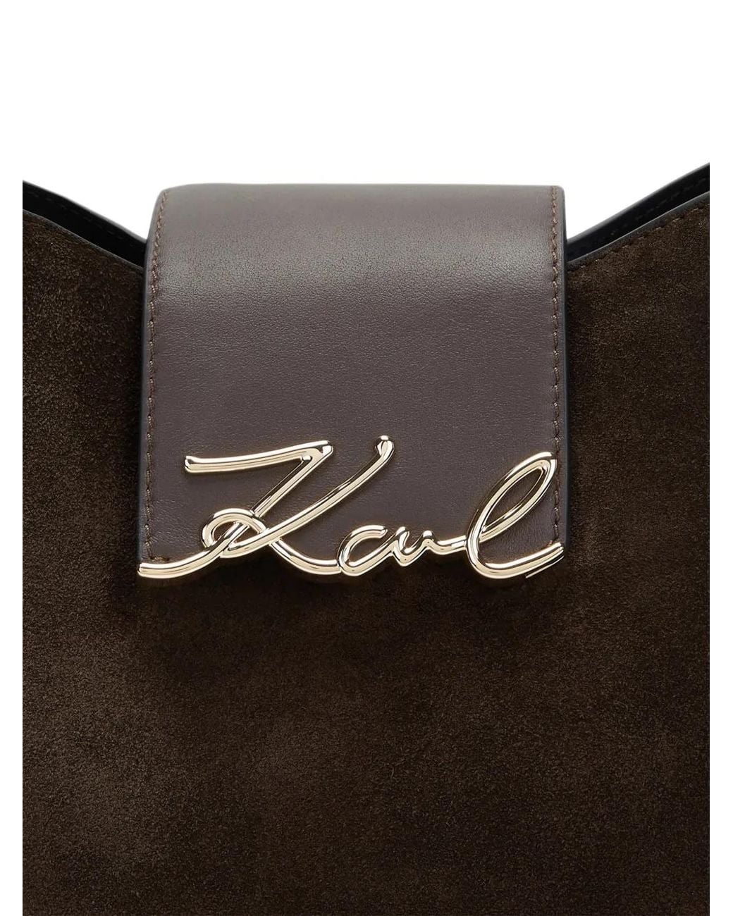 Karl Lagerfeld Black K/Signature Suede Shoulder Bag