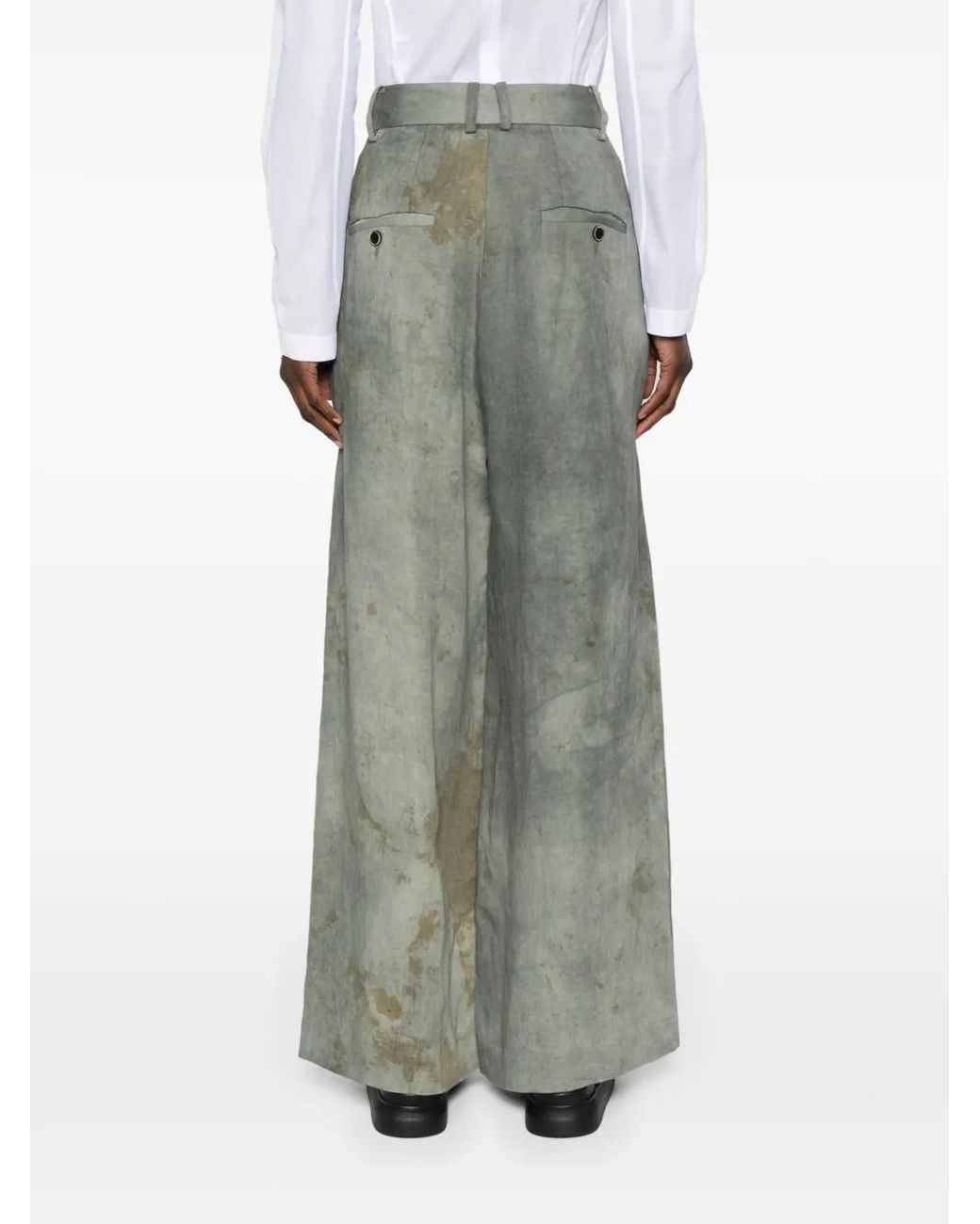 Uma Wang Gray Paella High-Waist Palazzo Trousers