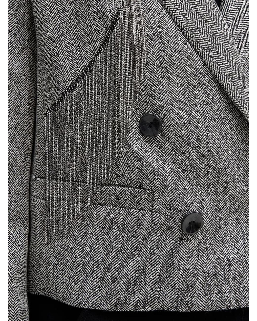 Sisley Gray Herringbone-Pattern Jacket