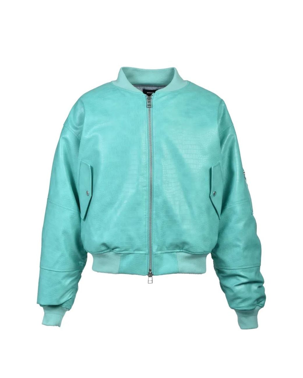 BREATH Blue Crocodile-Effect Bomber Jacket for men