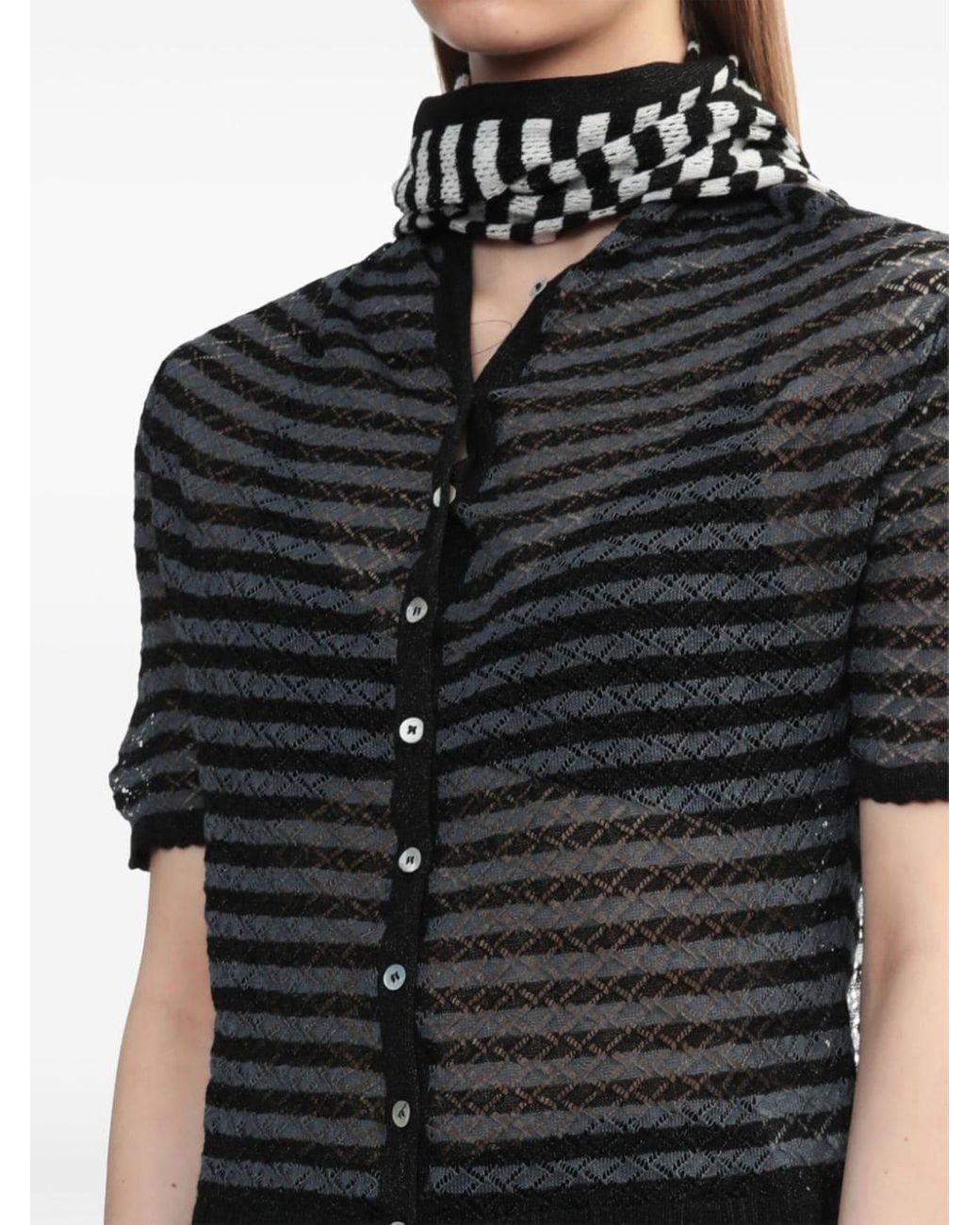 Kiko Kostadinov Scarf-detail Striped Top in Black | Lyst Kiko Kostadinov Scarf-detail Striped Top in Black | Lyst
