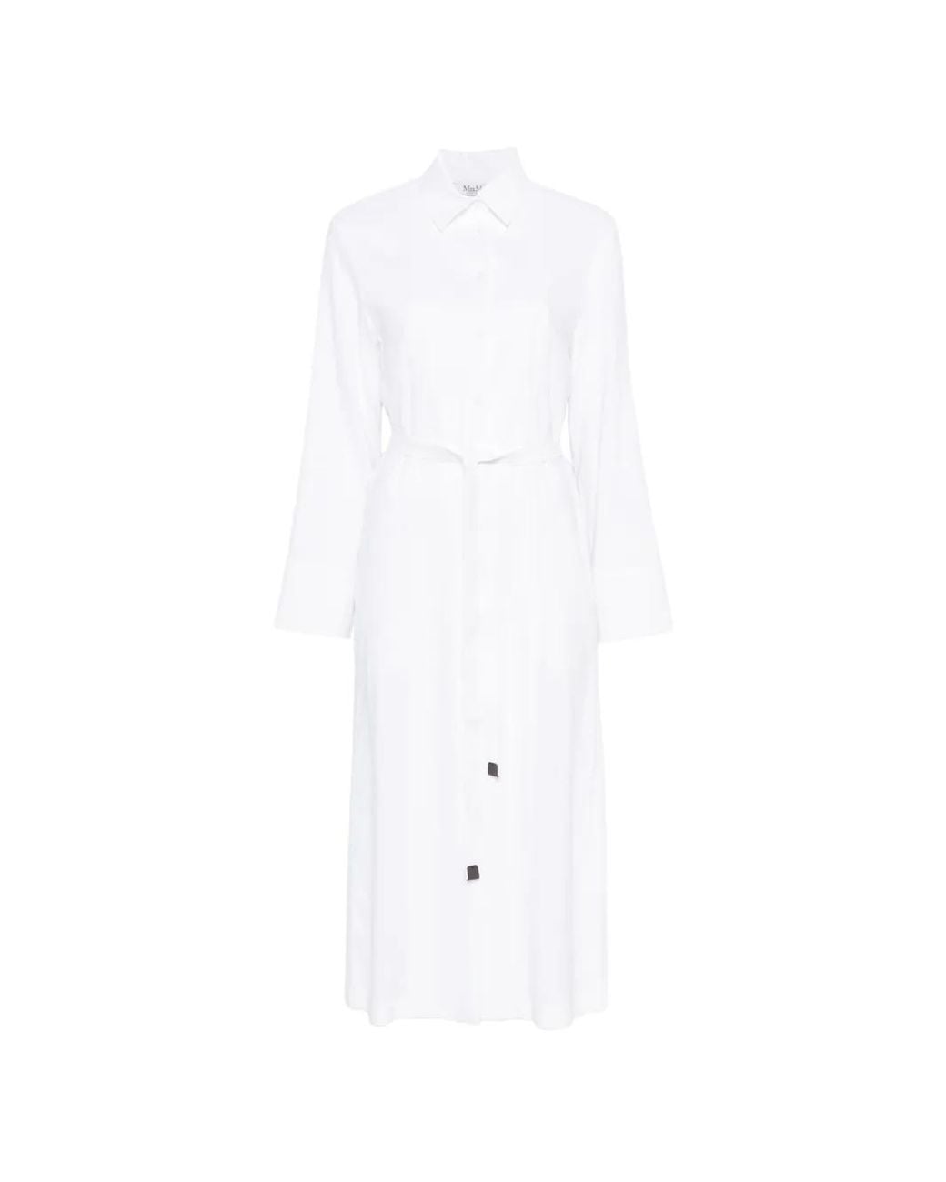 Max Mara White Belted Midi Dress