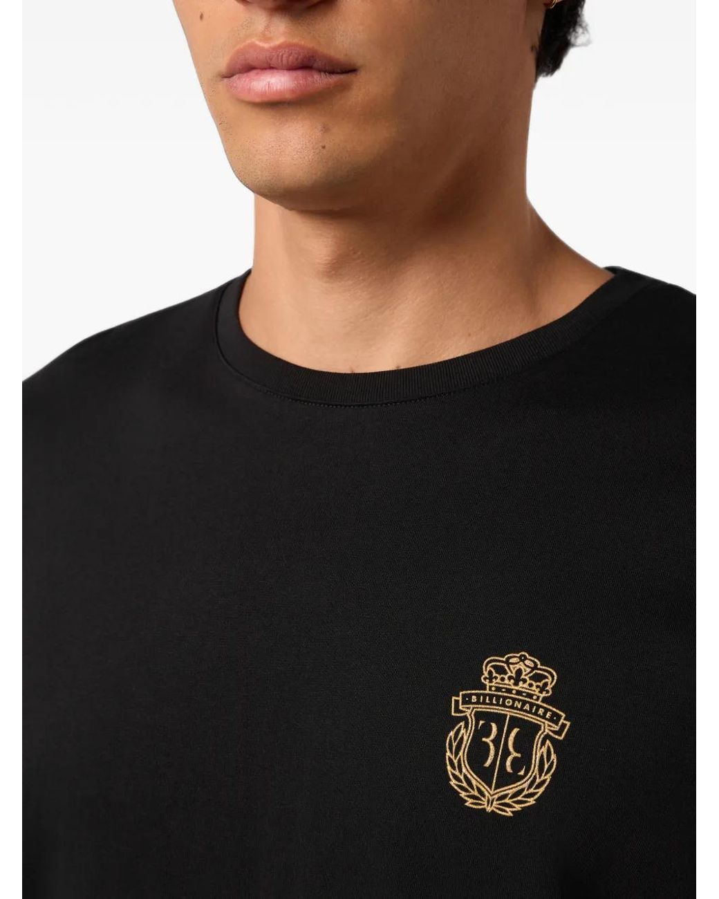 Billionaire Black Crest Round-Neck T-Shirt for men