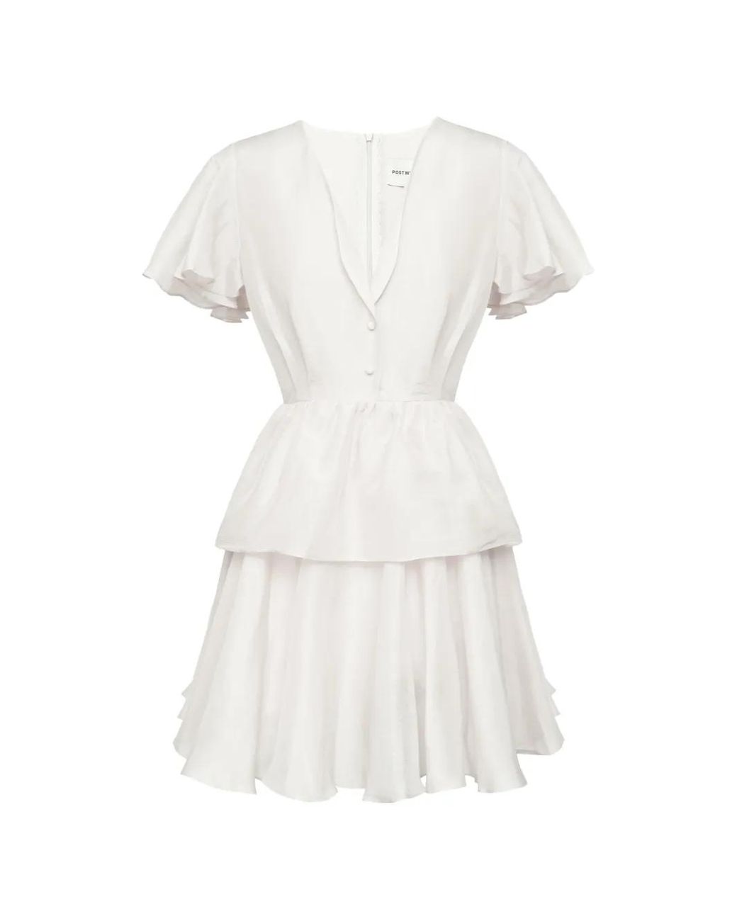 POST MERIDIEM White Ruffled Mini Dress