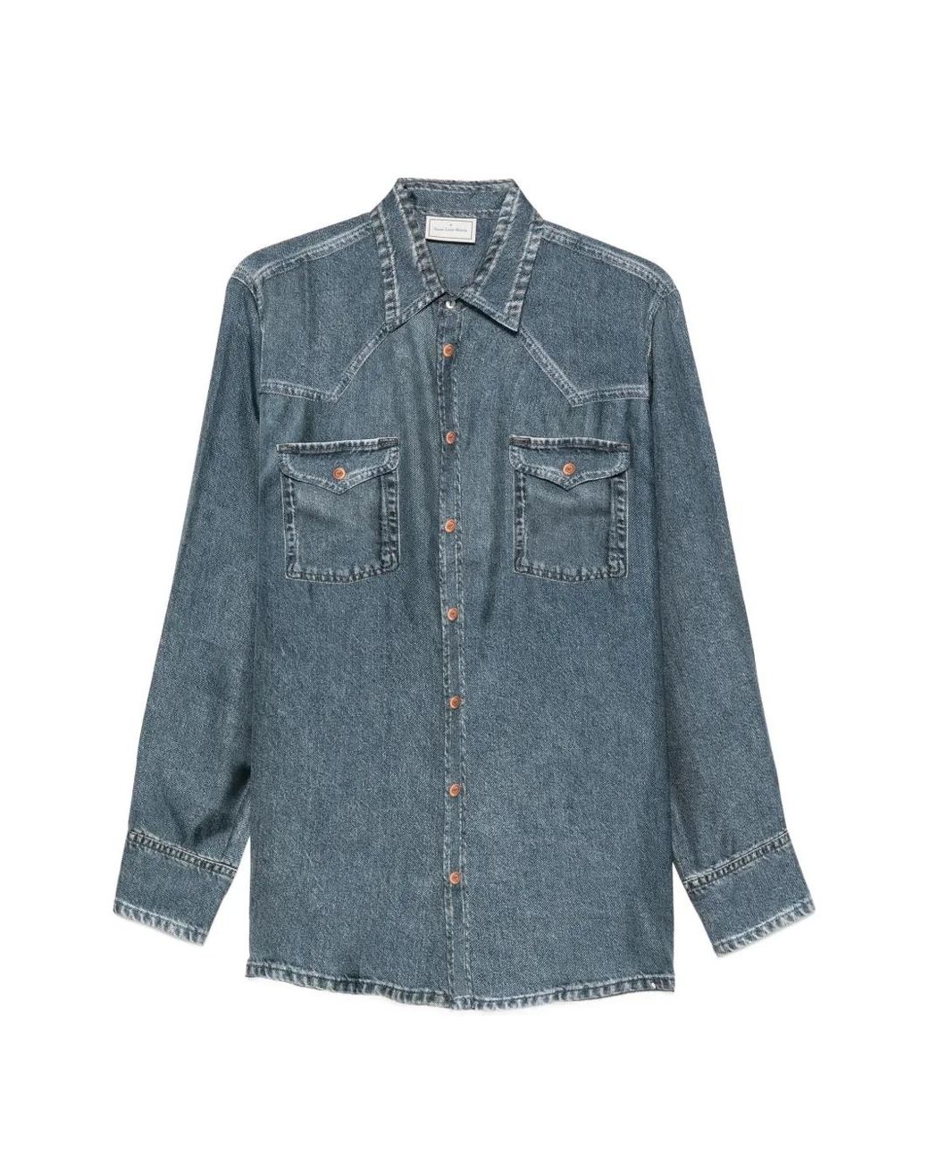 Pierre Louis Mascia Blue Silk Flap-Pocket Shirt