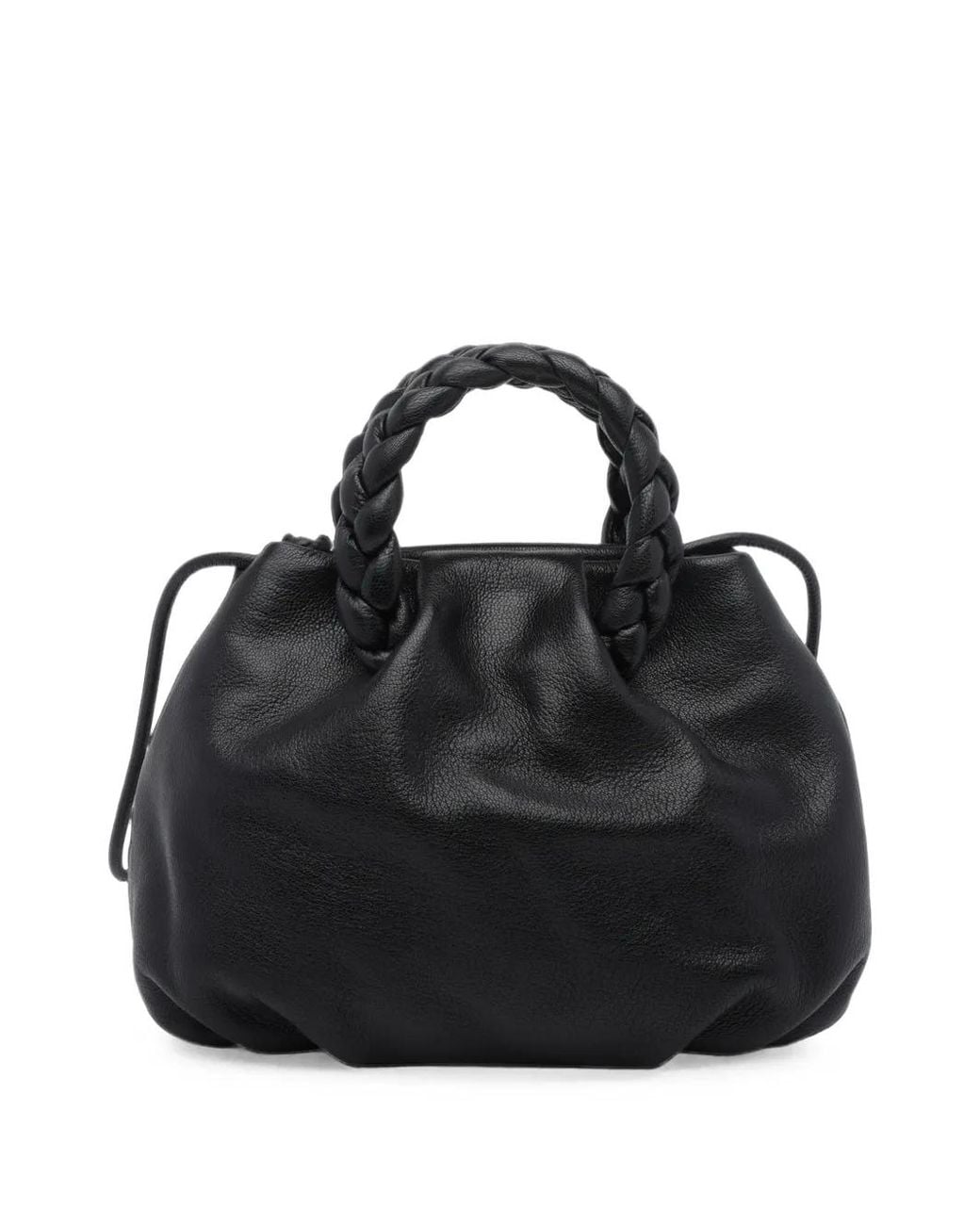Hereu Black Bombom Braided Leather Tote Bag