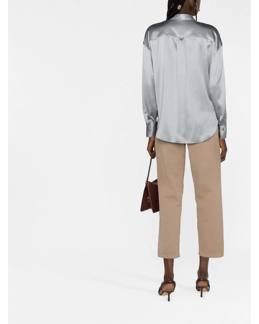 Brunello Cucinelli Gray Embellished Epaulettes Button-Up Shirt