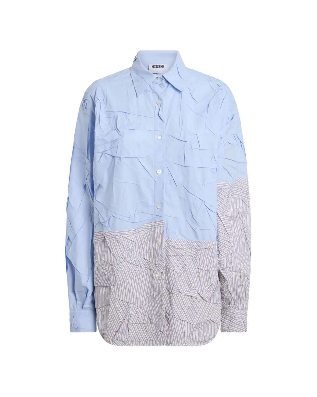 Moschino Blue Stretch Cotton Poplin Shirt