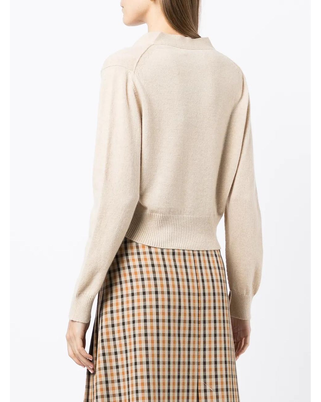 Pringle of Scotland Natural Cropped Button-Up Cardigan