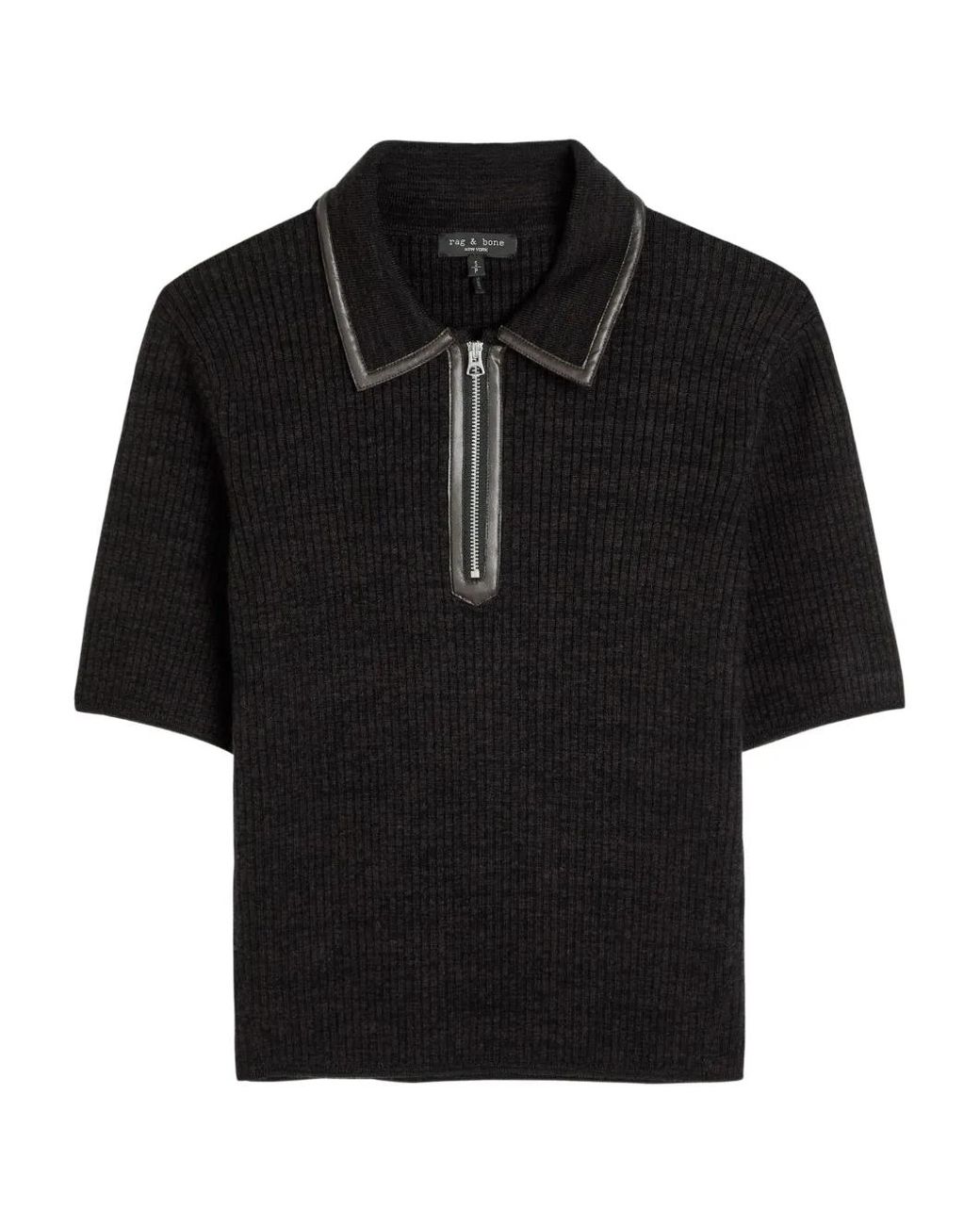 Rag & Bone Black Caterina Zip-Fastening Polo Shirt