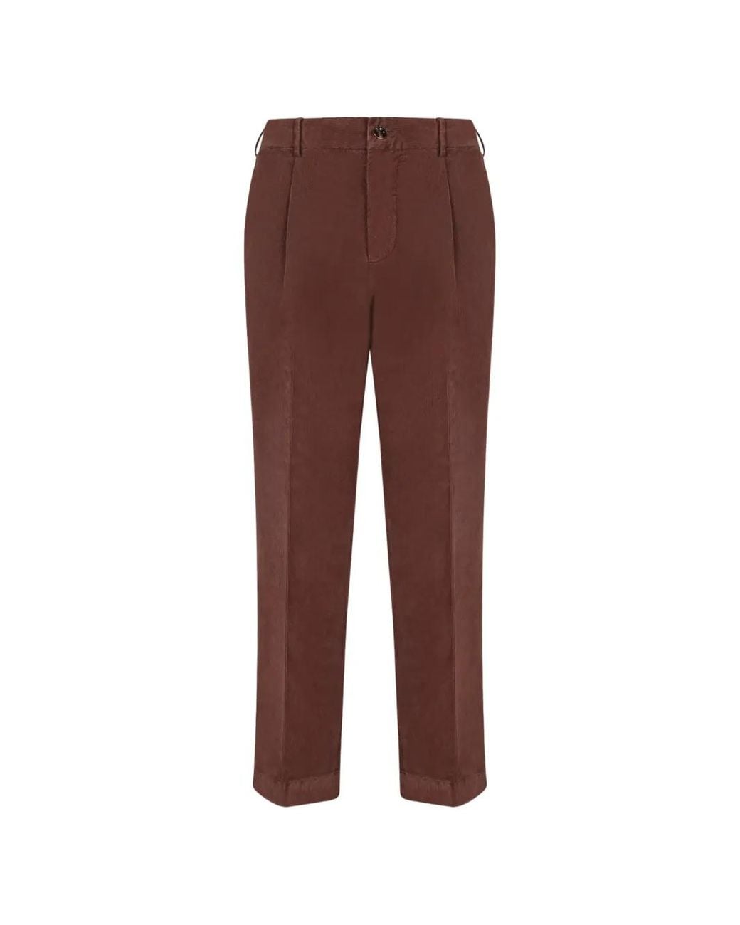Dell'Oglio Brown Pleated Corduroy Trousers for men