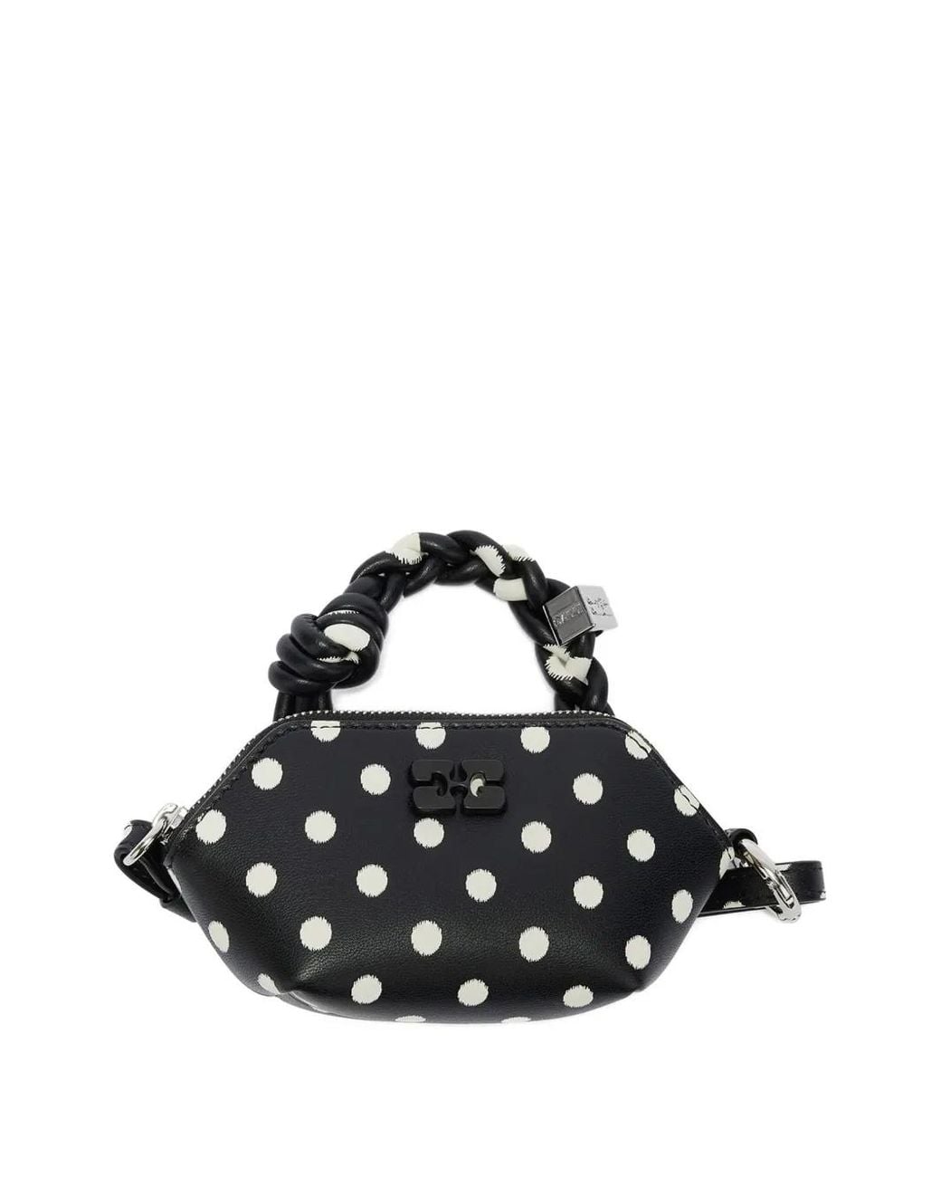 Ganni Black Mini Top Handle Bag With Knot Detail