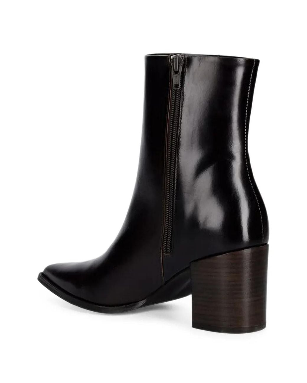 JONAK PARIS Black Pointed-Toe Block-Heel Ankle Boots