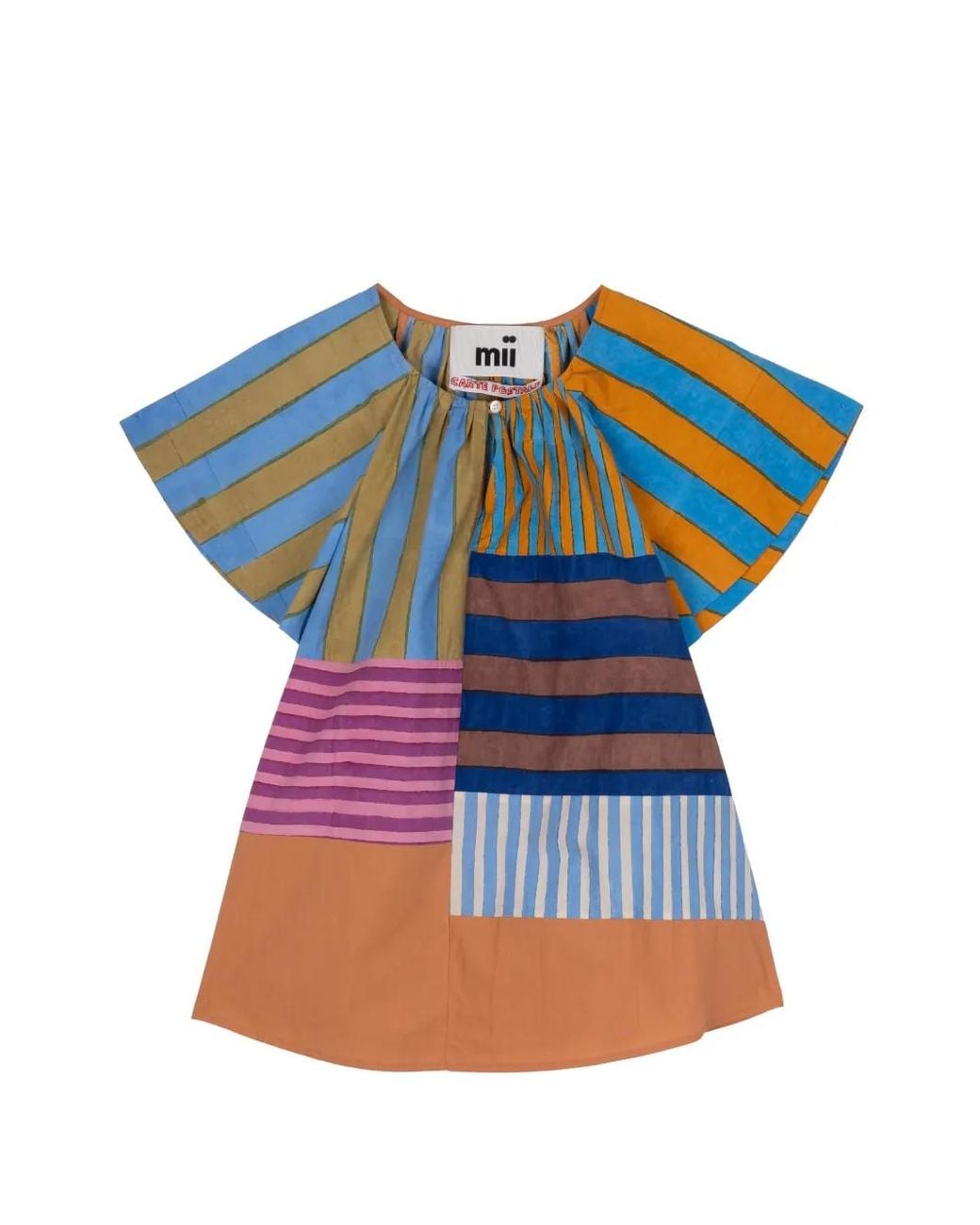 Mii Blue Hera Patchwork Striped Blouse