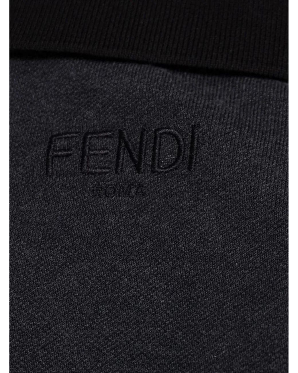 Fendi Blue Logo-Embroidered Polo Shirt for men