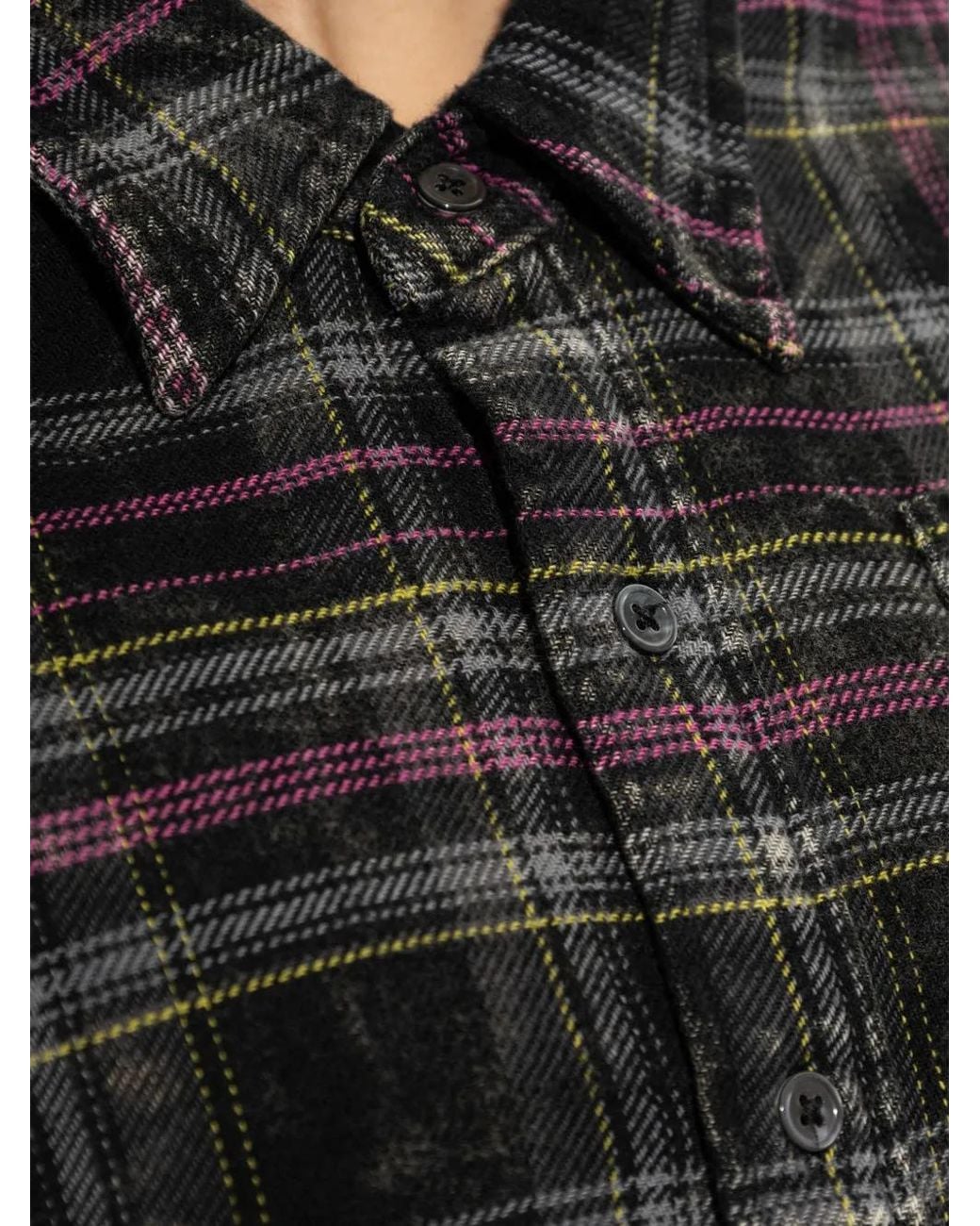 R13 Black Plaid-Pattern Button-Down Shirt