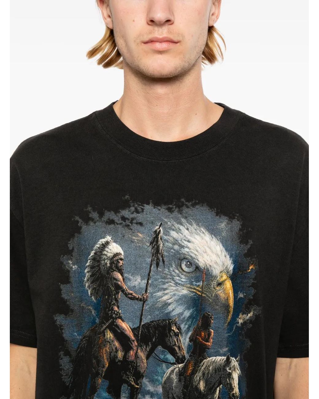 Melt Black Eagle-Print T-Shirt for men