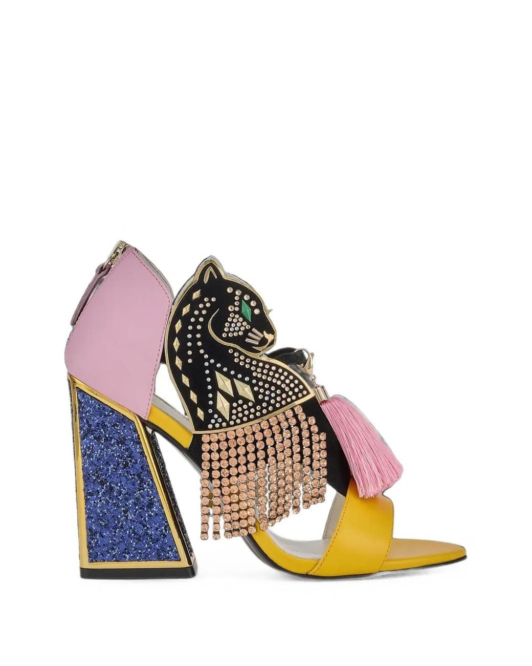 Kat Maconie Pink Sandales Aya Panther Ornées De Cristaux