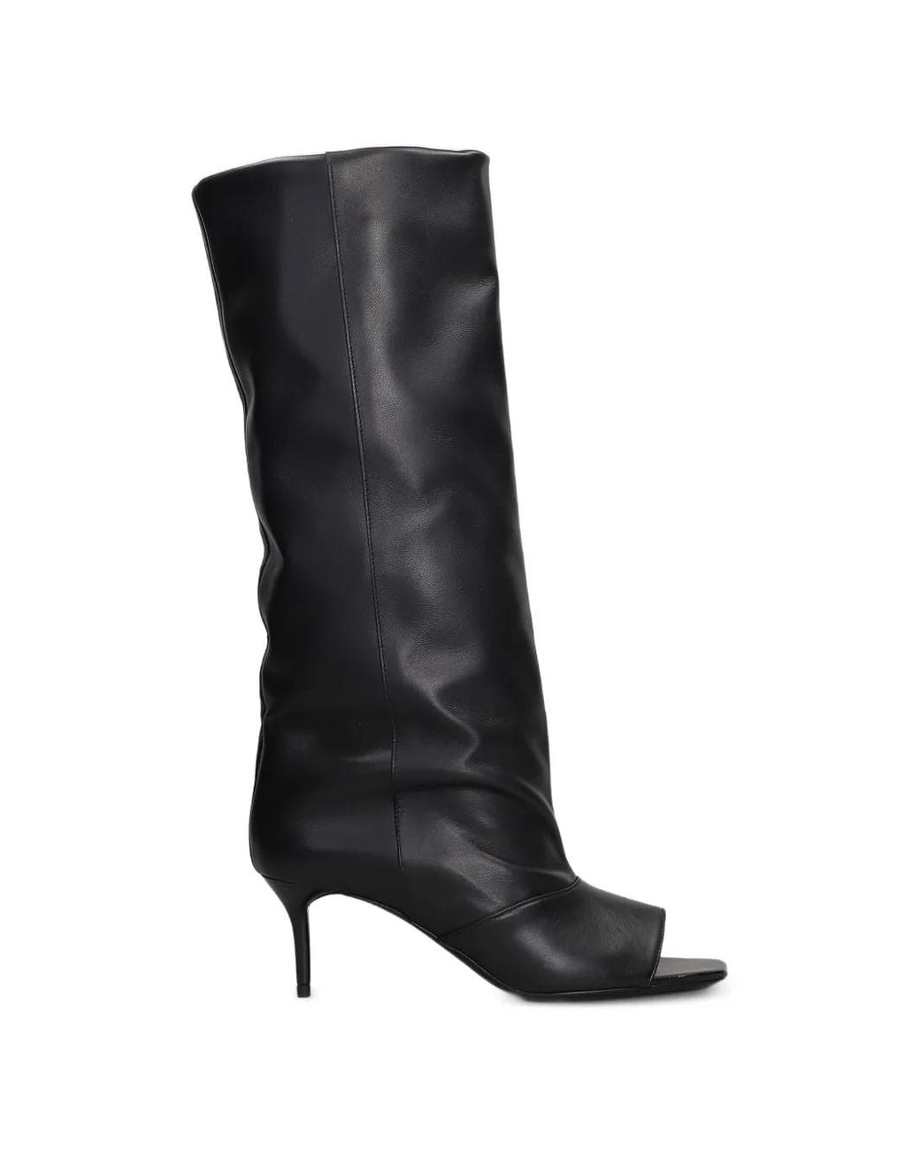 IRO Black Open-Toe Leather Boots