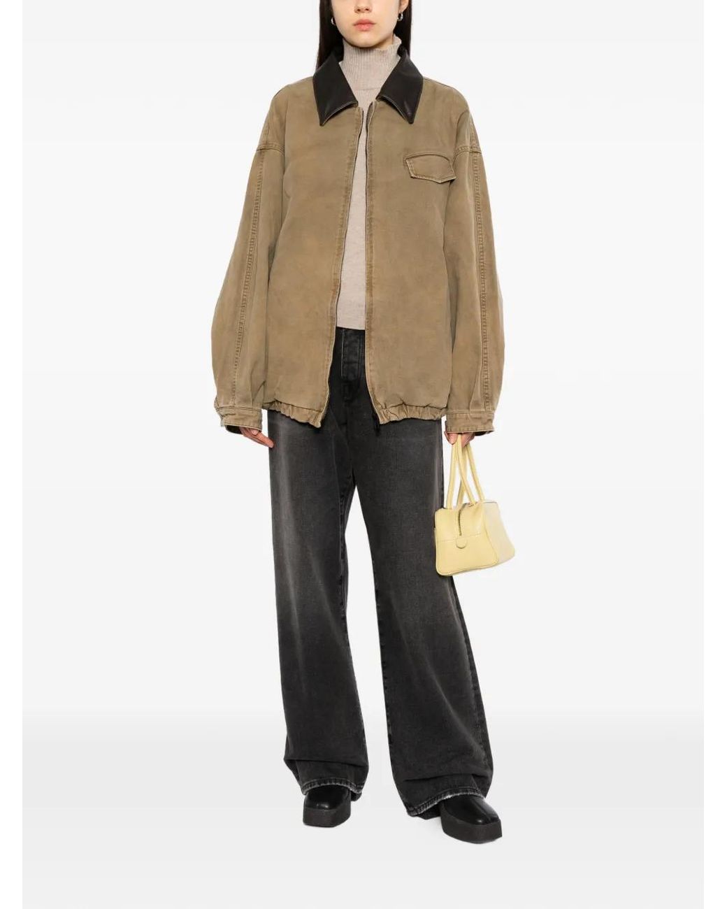 Ssstein Natural Contrast-Collar Jacket