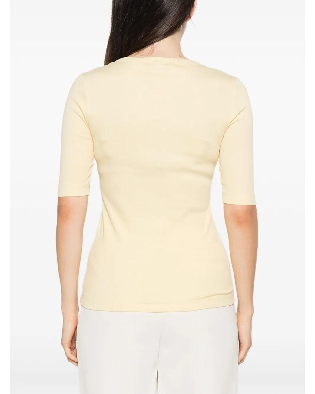 Fabiana Filippi Natural Bead-Trim Scoop-Neck T-Shirt