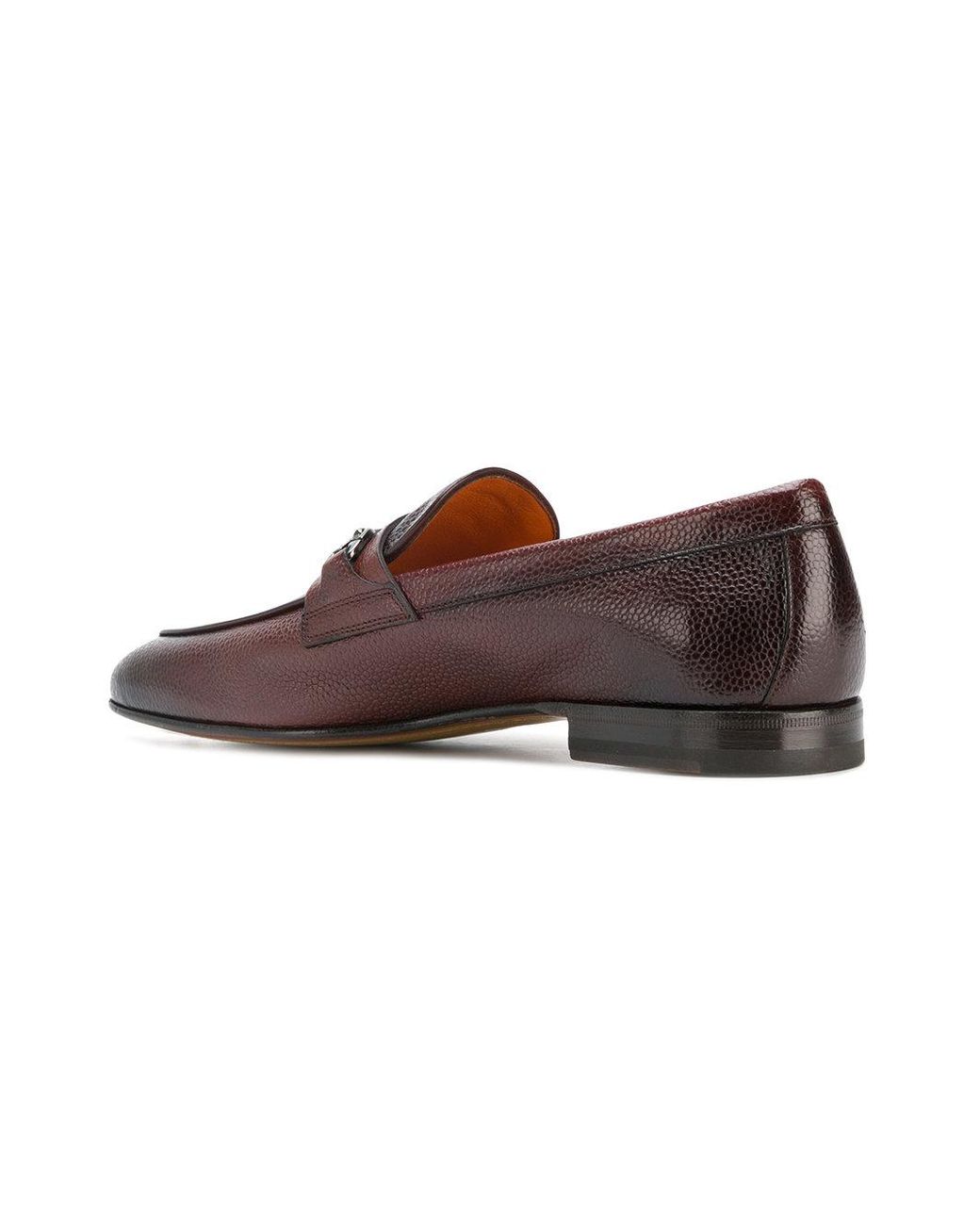 Santoni Leather Horsebit Loafers in Brown for Men | Lyst