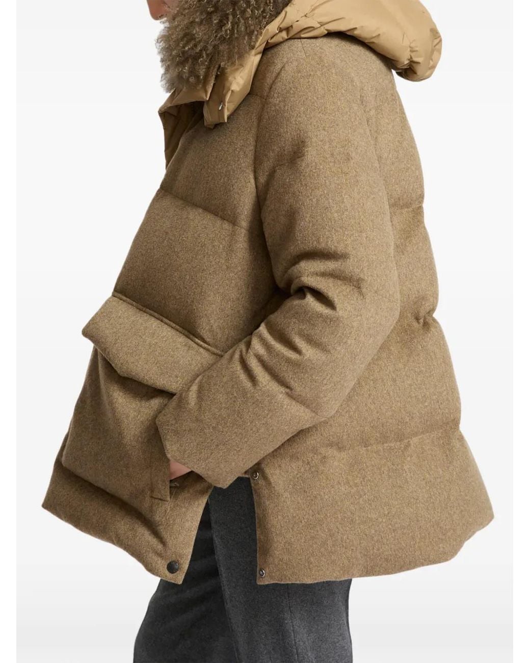 Yves Salomon Green Cashmere Hooded Coat