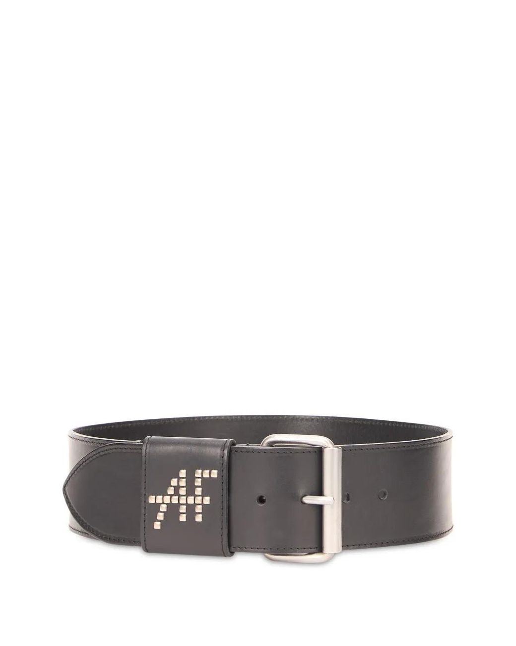 Alberta Ferretti Gray Logo-Stud Leather Belt