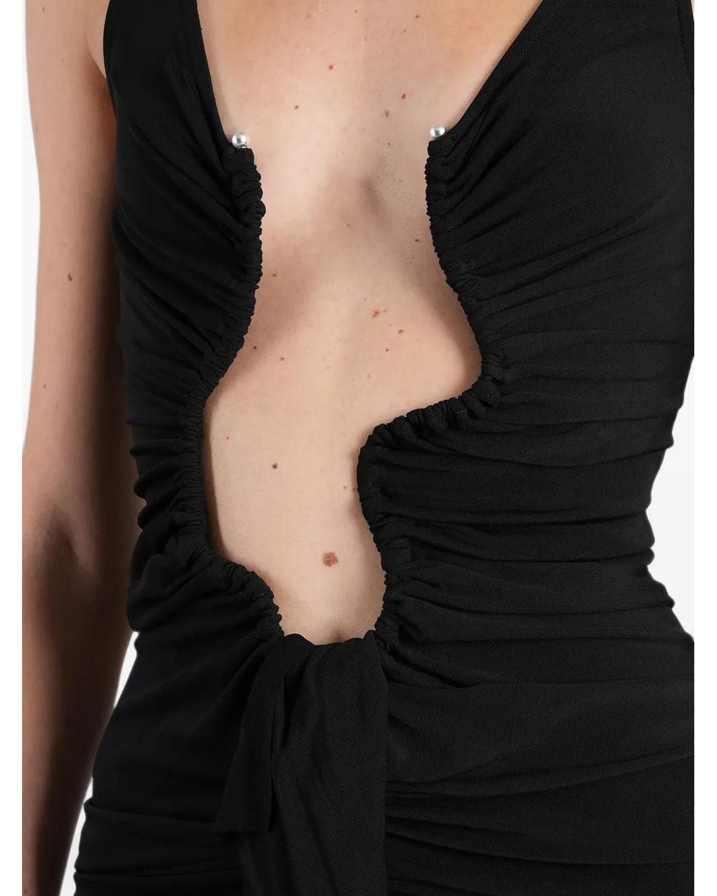 Christopher Esber Black Salacia Ruched Cutout Mini Dress