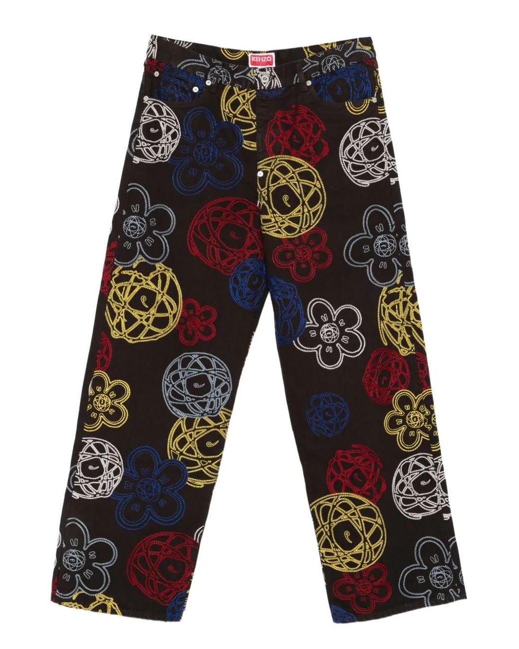 KENZO Gray Embroidered Cotton Trousers for men