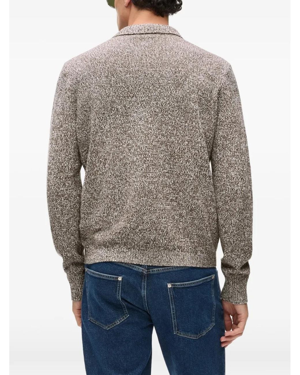 Karl Lagerfeld Gray Zip-Fastening Long-Sleeve Polo Shirt for men